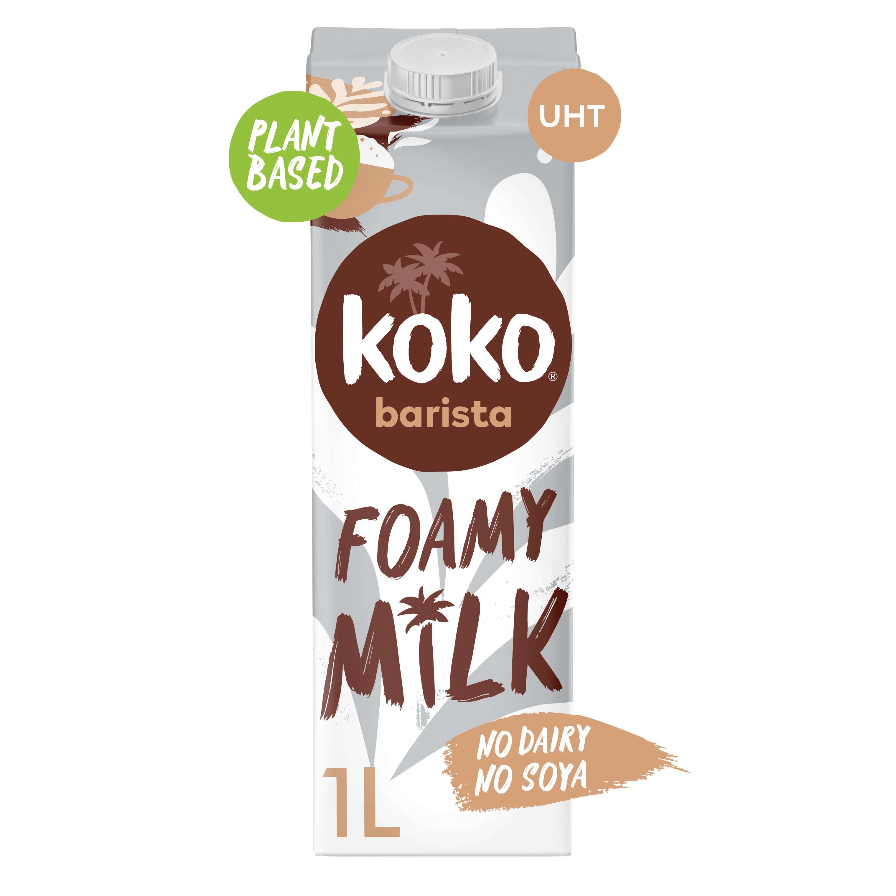 Front view of Koko Barista UHT milk carton with branding.