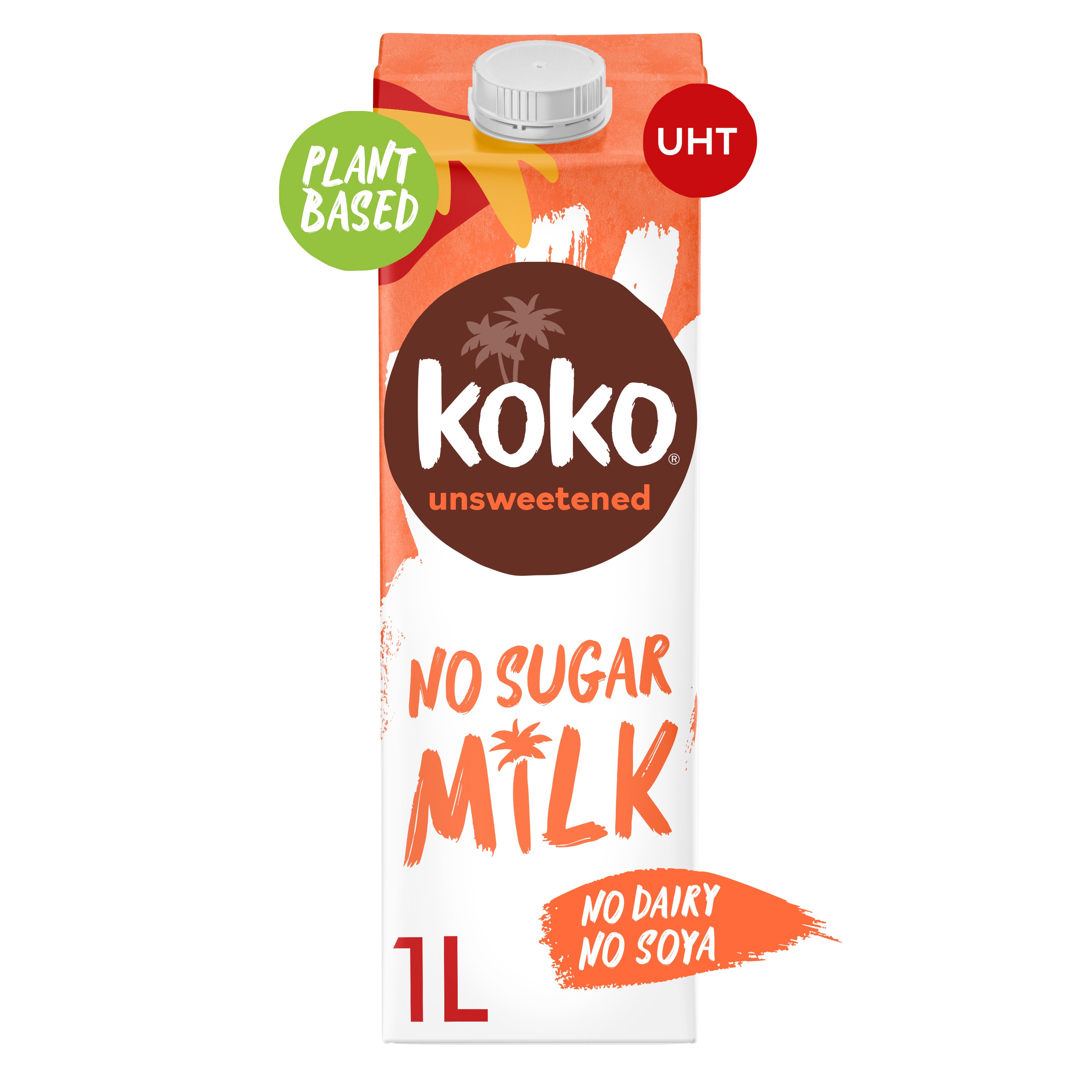 Front view of Koko Unsweetened UHT milk carton with branding.