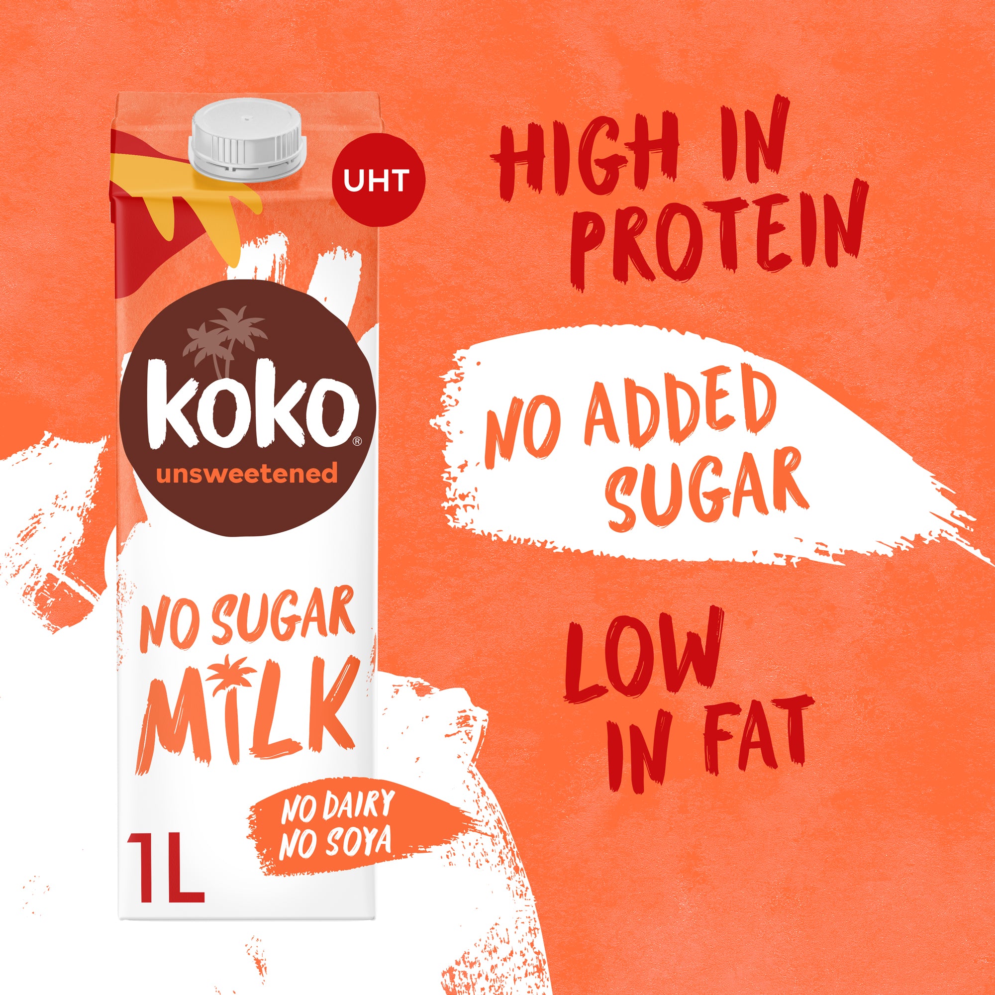 Front of Koko Unsweetened UHT milk carton showcasing the design.