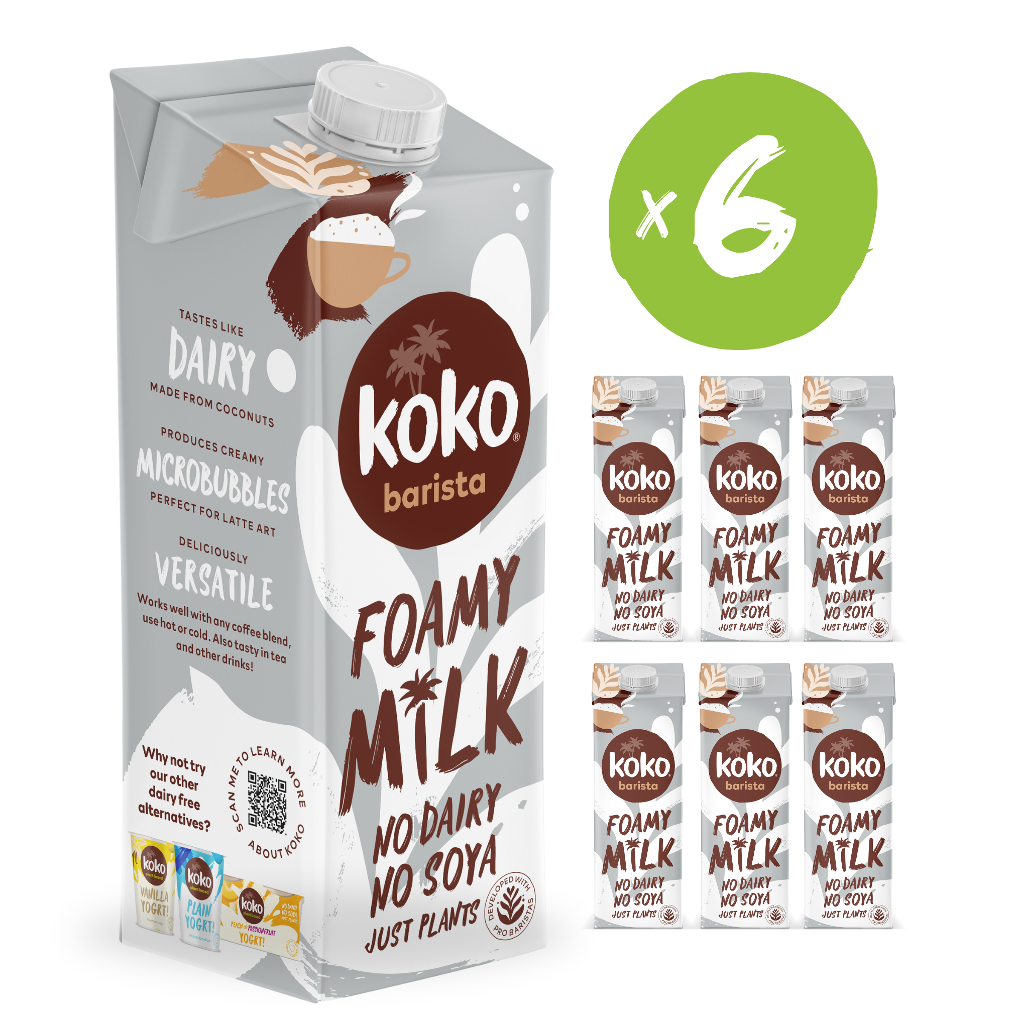 New packaging of Koko Barista 6x1L cartons.