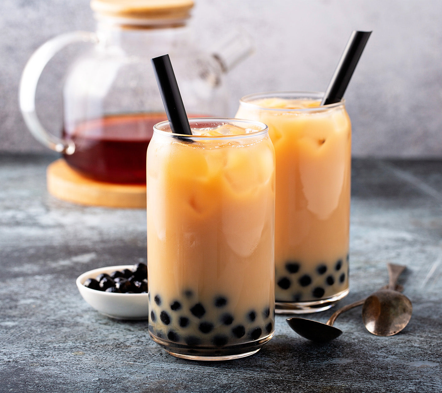 2 glasses of milk bubble tea