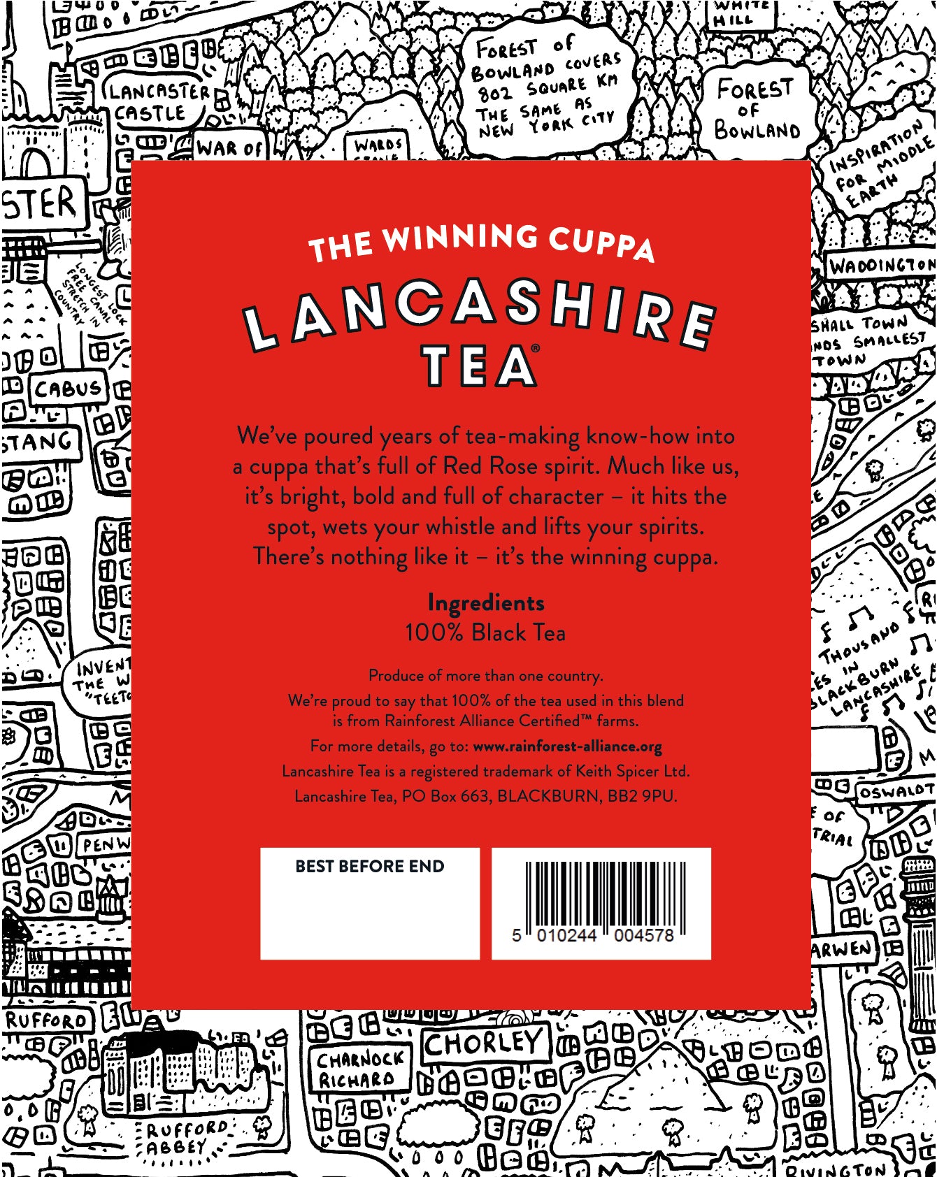 Back View of Lancashire Tea 1100 Tea Bags Packaging