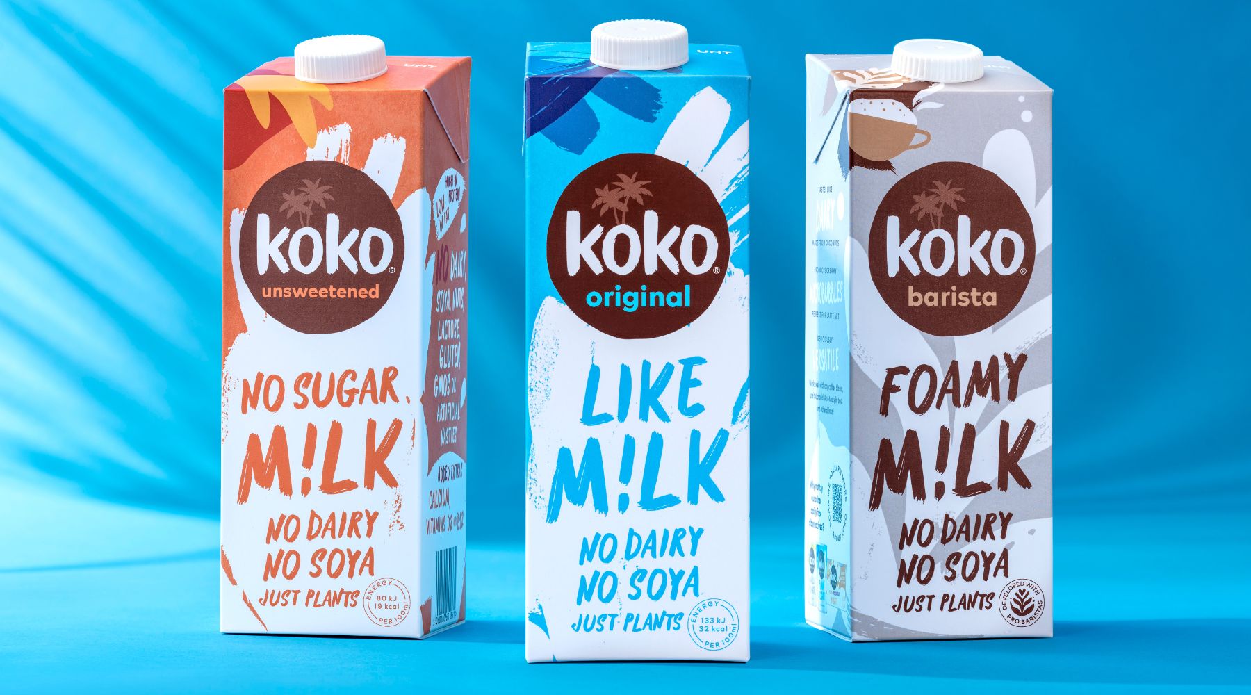 3 variations of Koko milk - non dairy alternative for milk