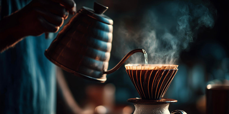 hard water being poured over coffee