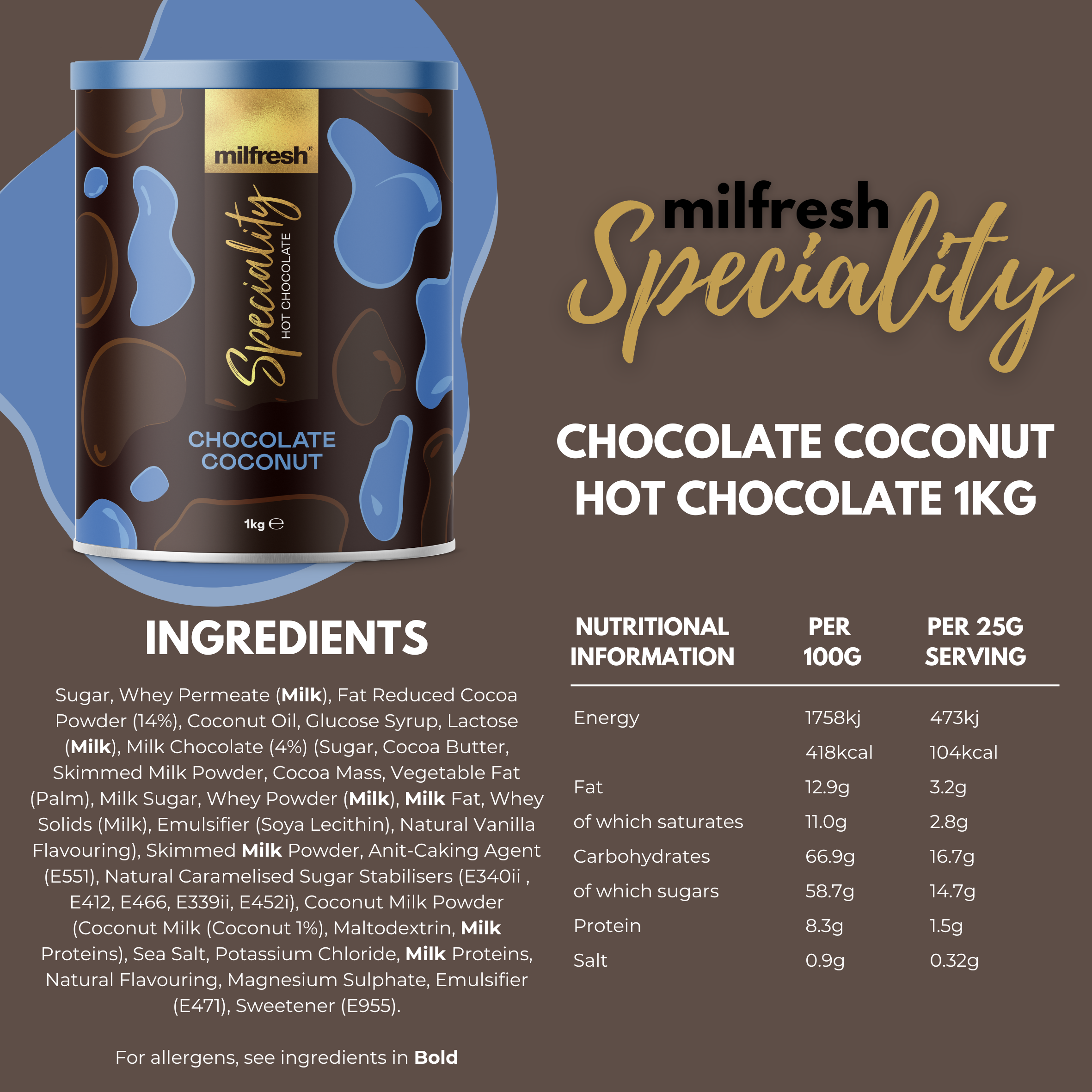 Chocolate Coconut - Milfresh Speciality Hot Chocolate