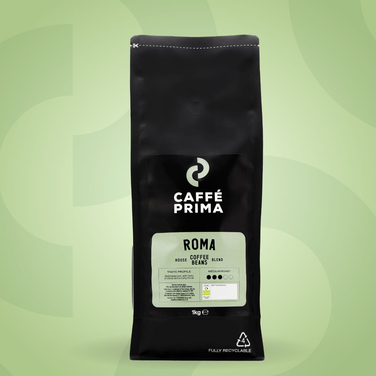 Caffé Prima Roma Coffee Beans 1kg & 6kg - Premium Medium Roast Blend