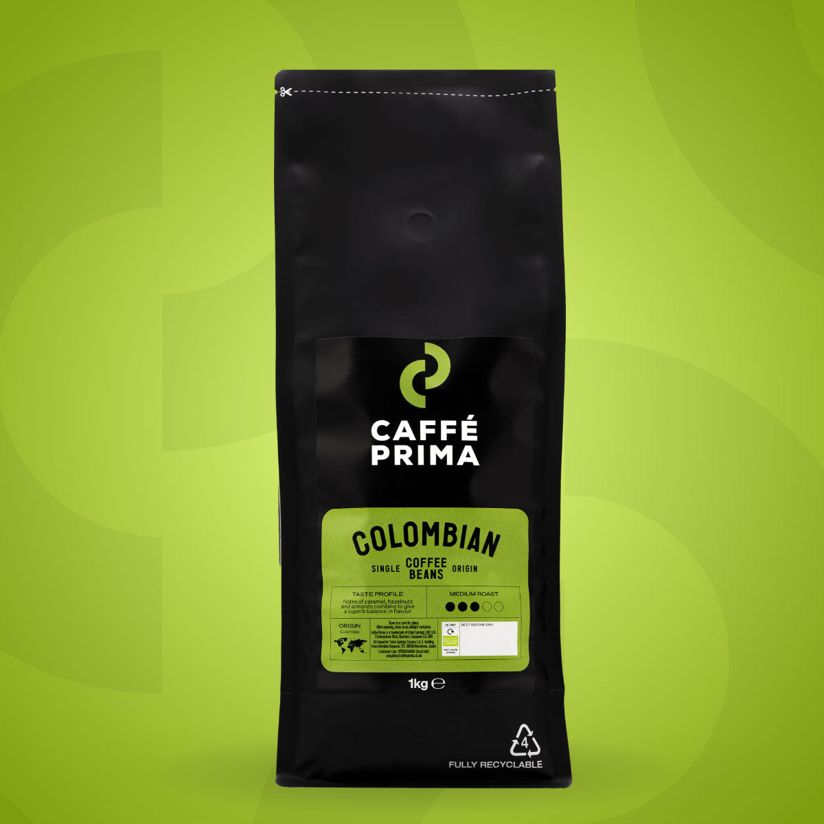 100% Colombian Coffee Beans - Premium Mountain-Grown Arabica by Caffé Prima 1kg & 6kg