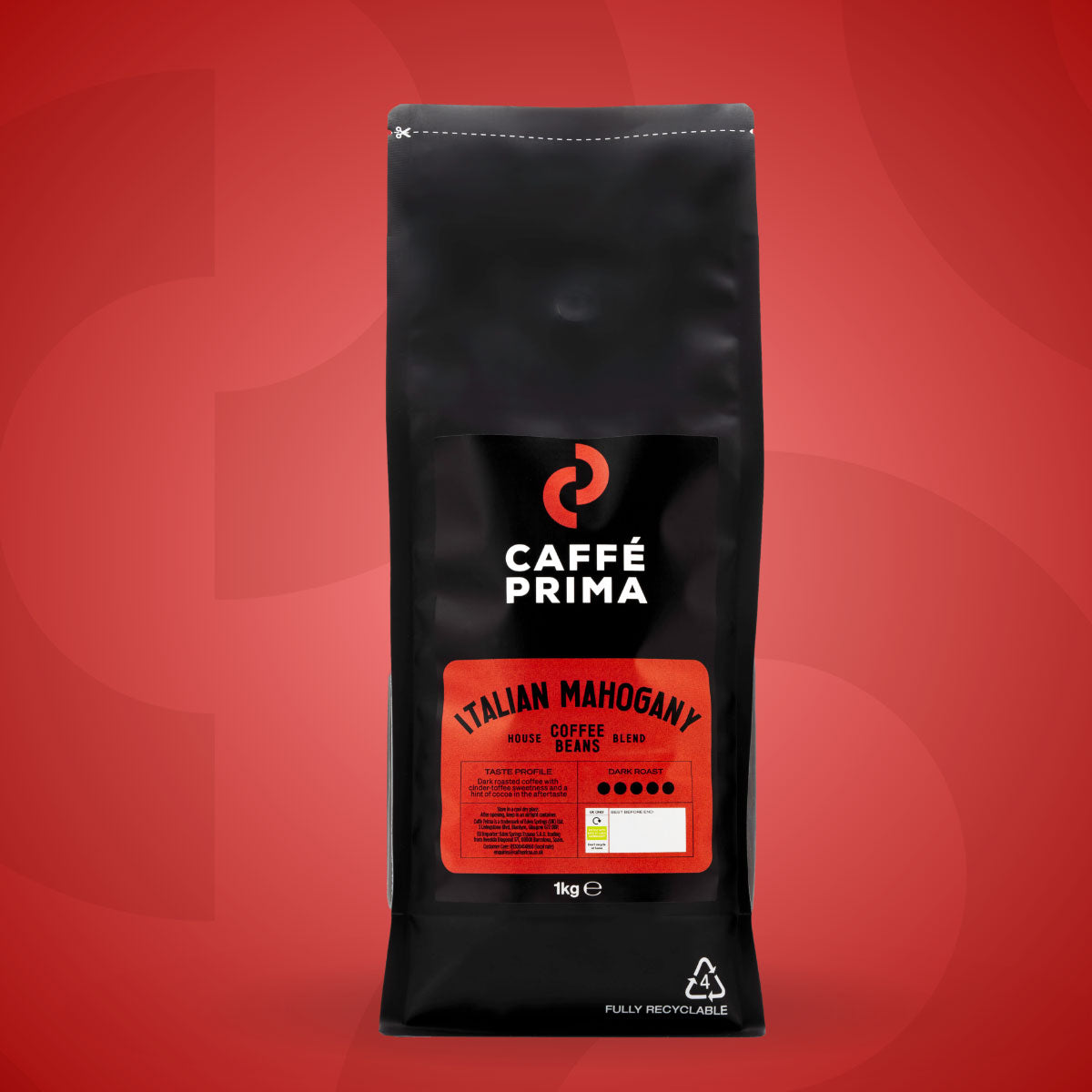 Caffé Prima Italian Mahogany Coffee Beans 1kg & 6kg - Authentic Italian Premium Blend
